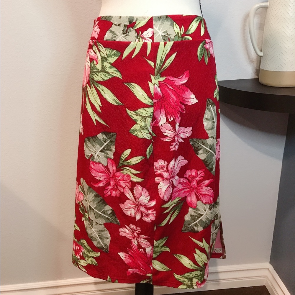 SHEIN red tropical pencil skirt